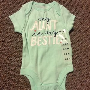 NWT teal auntie onesie